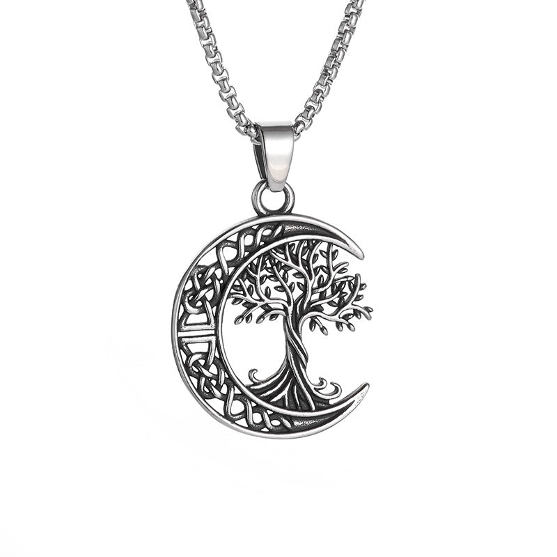 Nordic Viking Celtic Knot Tree of Life Pendant Necklace | Titanium Steel