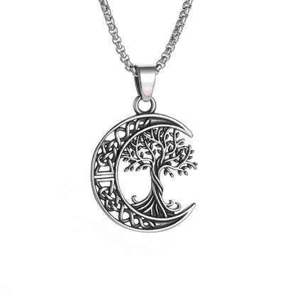 Nordic Viking Celtic Knot Tree of Life Pendant Necklace | Titanium Steel