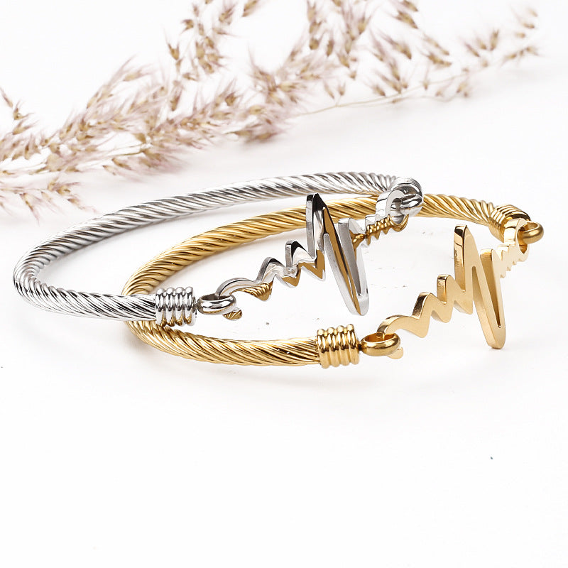 ECG Heartbeat Stainless Steel Bracelet for Women