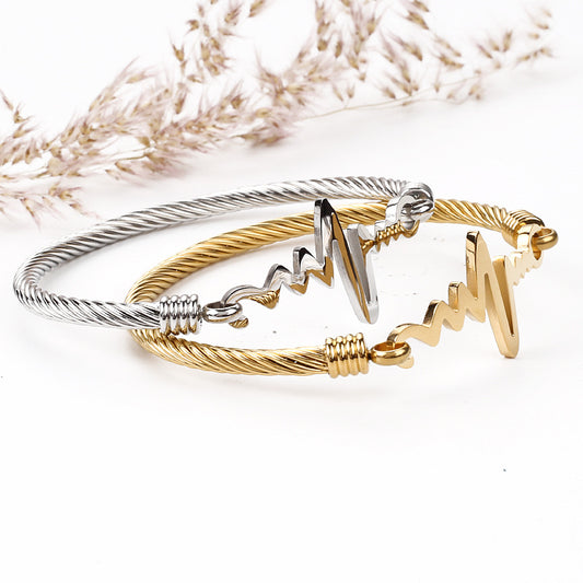 ECG Heartbeat Stainless Steel Bracelet for Women