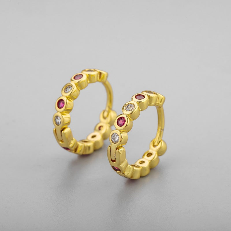 Korean Diamond Embedded Earrings | Copper Gold Silver Versatile