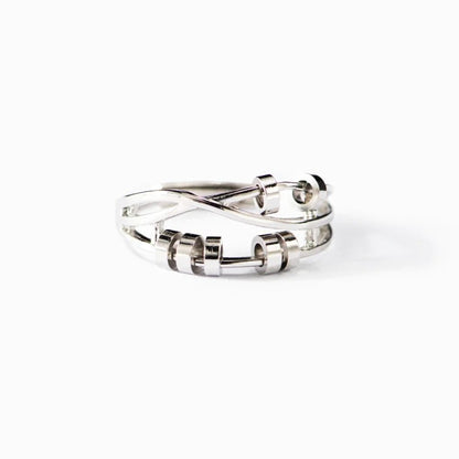 Silver Bead Anxiety Ring | S925 Adjustable Rotatable