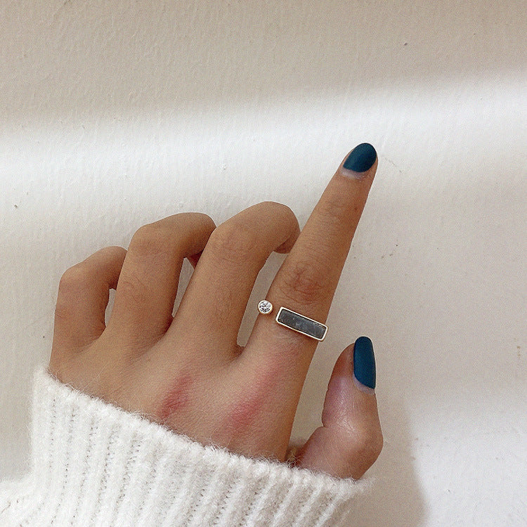 Marble Zircon Geometric Ring