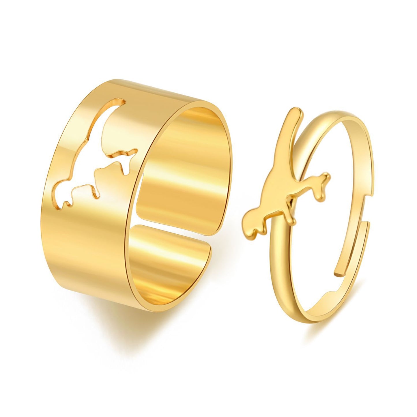 Butterfly 2-Piece Couple Ring Set | Punk INS Style Gold Silver