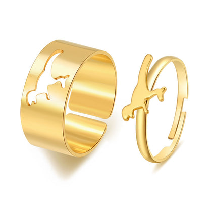 Butterfly 2-Piece Couple Ring Set | Punk INS Style Gold Silver