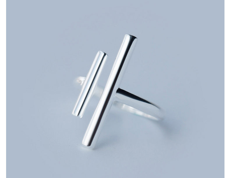 S925 Silver Personality Line Ring | Korean Style Women's Adjustable