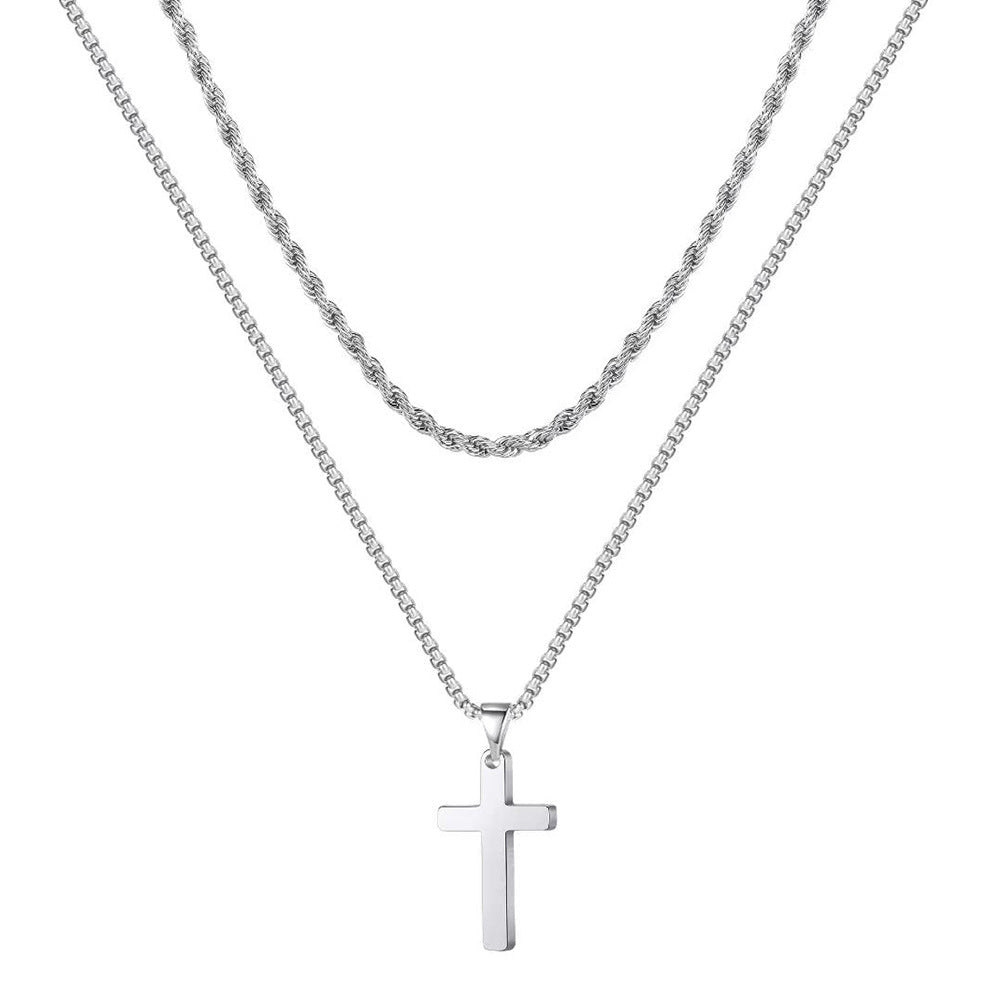 Cross Pendant Necklace in Titanium Steel