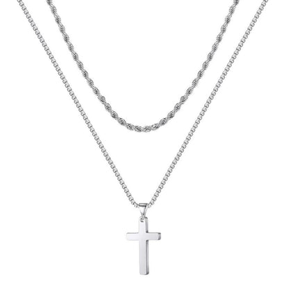 Cross Pendant Necklace in Titanium Steel