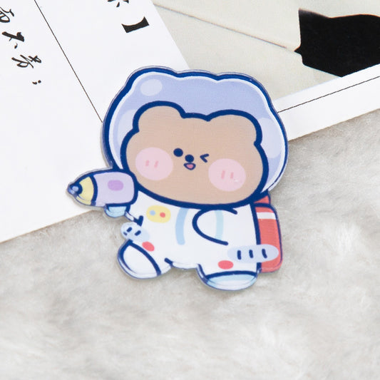 Cartoon Acrylic Astronaut Brooch | Spaceman Badge Bag Pendant