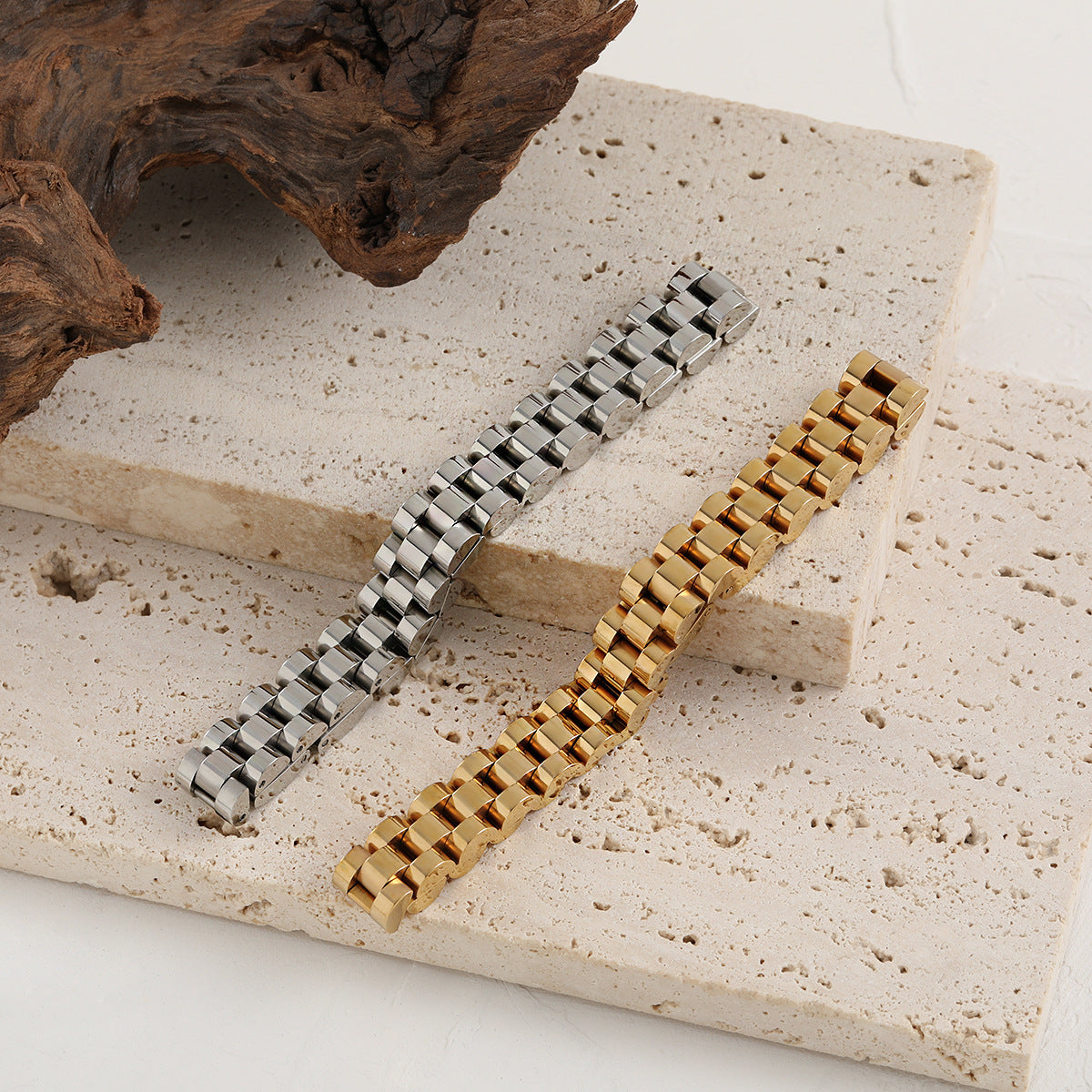 Cuban Link Watch Chain Bracelet for Women in Titanium Steel