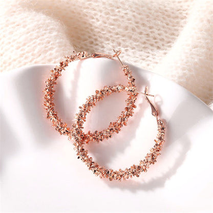 Gold Round Pearl Hoop Earrings | Zinc Alloy Retro Fashion Set