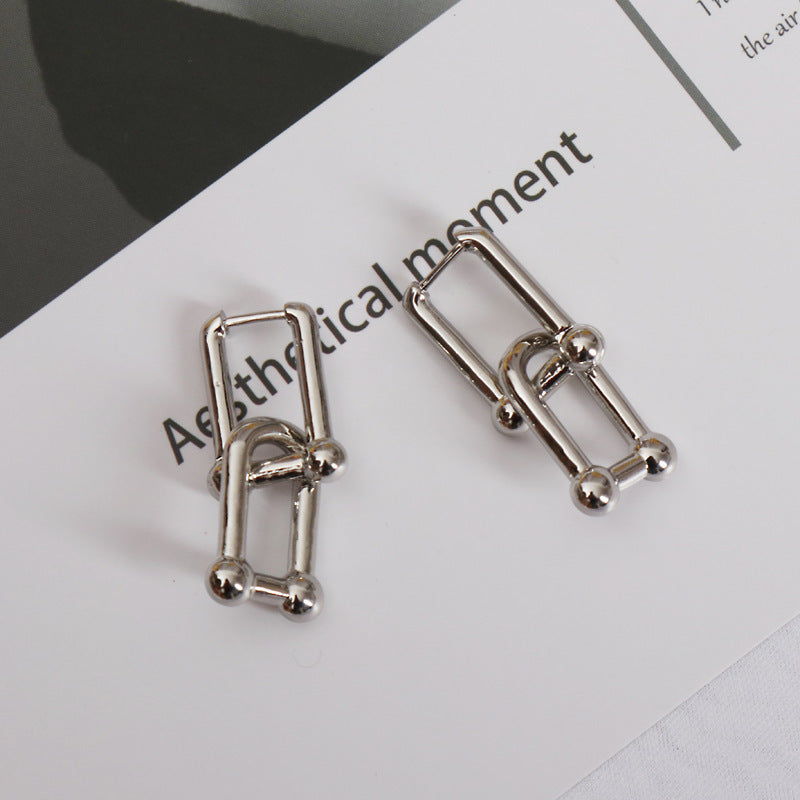 Korean Diamond Embedded Earrings | Copper Gold Silver Versatile