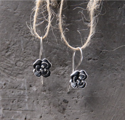 S925 Vintage Silver Rose Earrings | Thai Silver Retro Floral 9mm