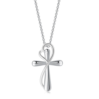 Heart and Cross Pendant Necklace | Two-Tone Electroplated