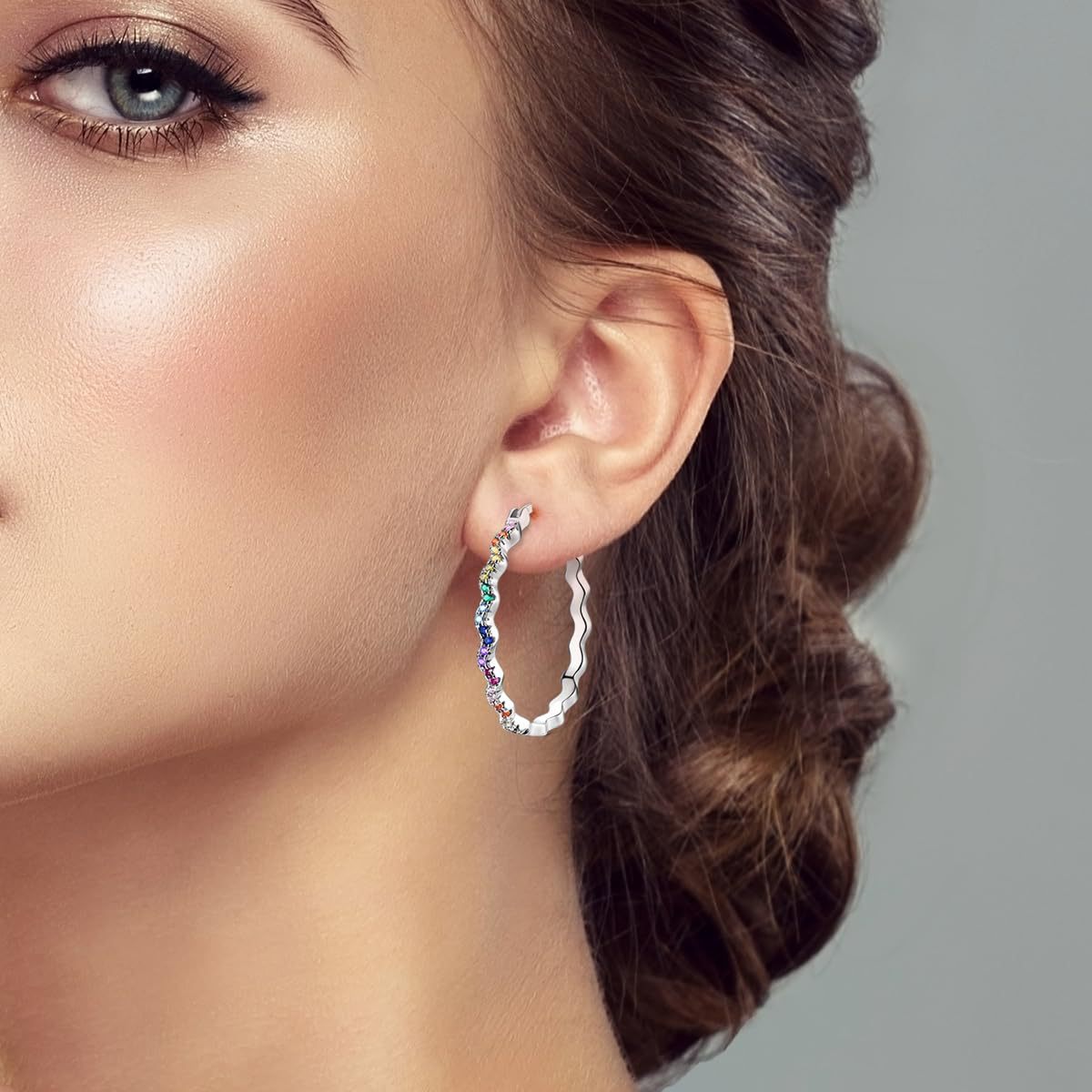Wave Shape Rhinestone Earrings | Alloy Colour Diamond Fashion OL