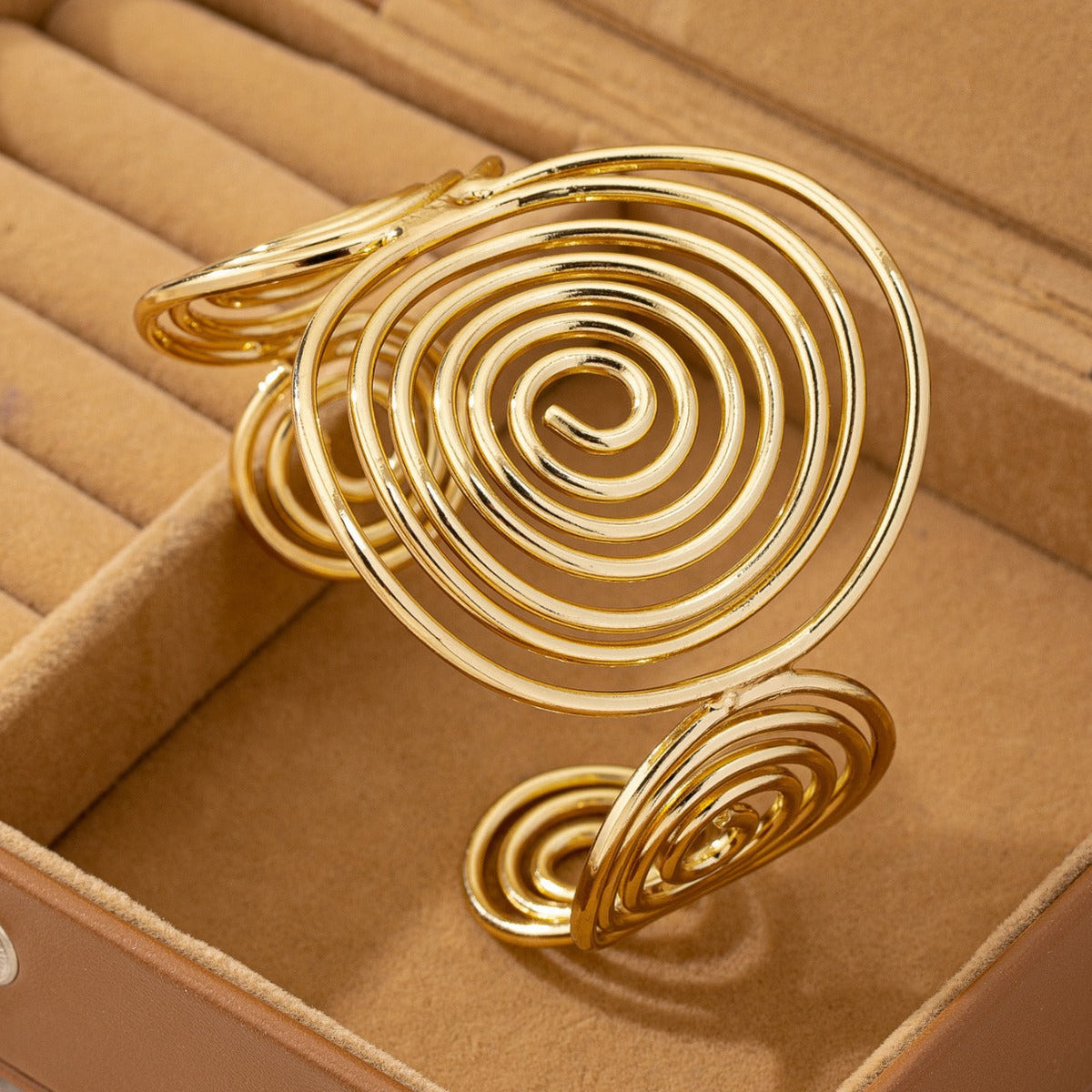Multi-Layer Cross Open Bracelet in Gold Alloy