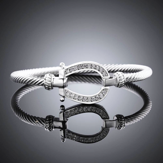 Horseshoe Bangle in Gold and Silver