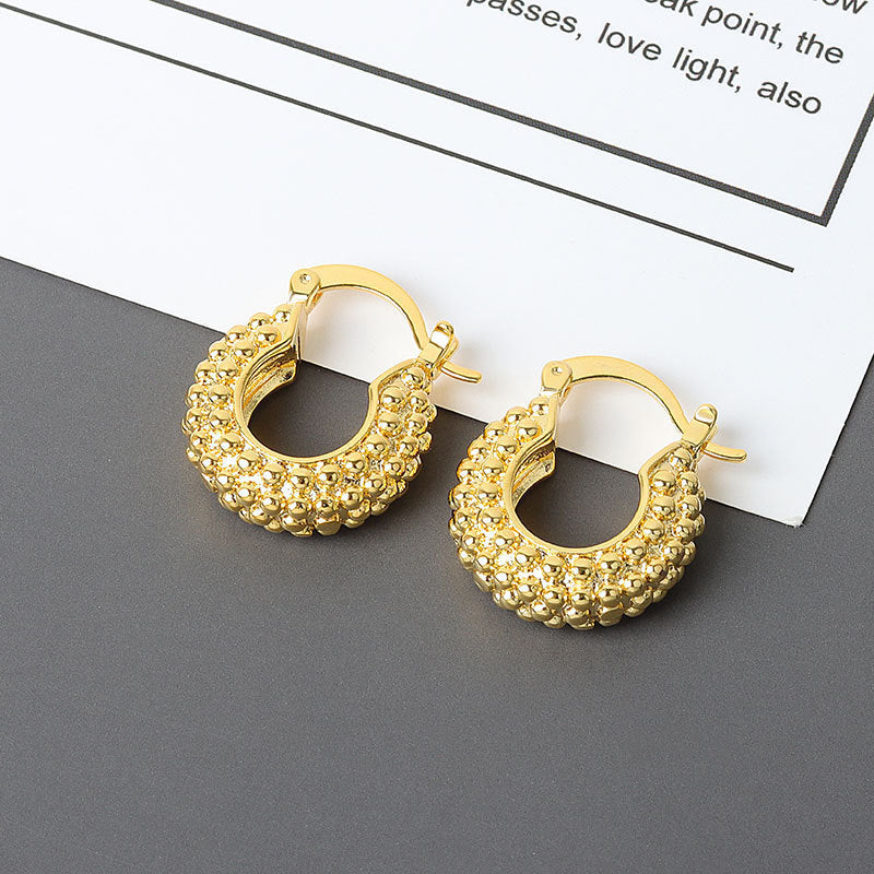 Korean Diamond Embedded Earrings | Copper Gold Silver Versatile