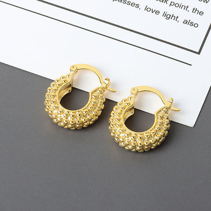 Korean Diamond Embedded Earrings | Copper Gold Silver Versatile
