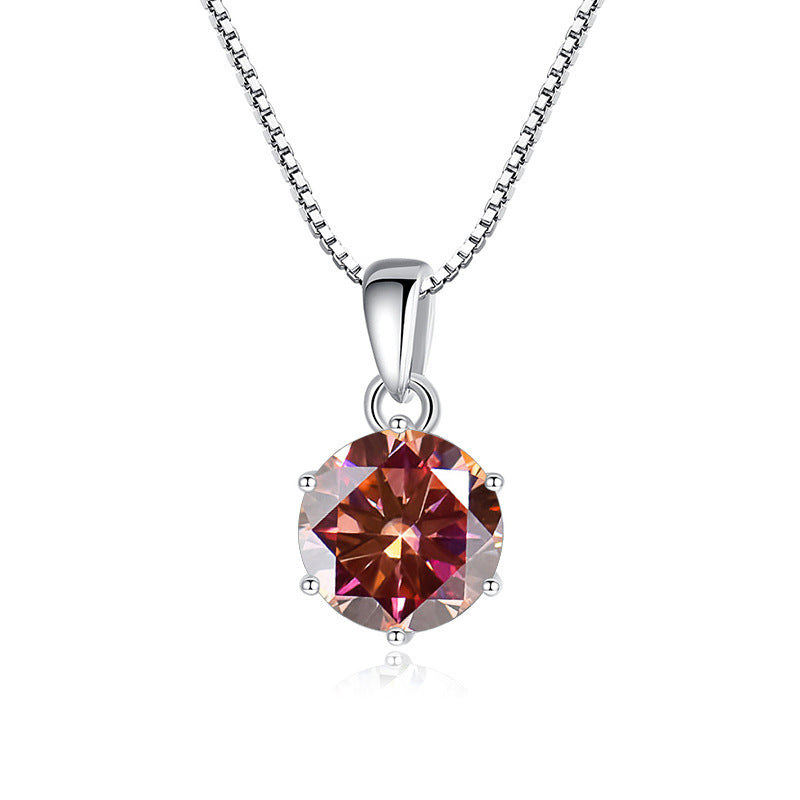 925 Silver Round Moissanite Pendant Necklace