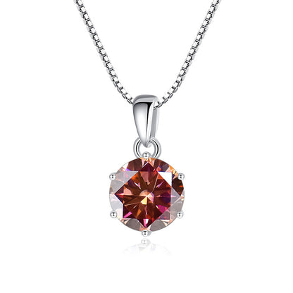 925 Silver Round Moissanite Pendant Necklace