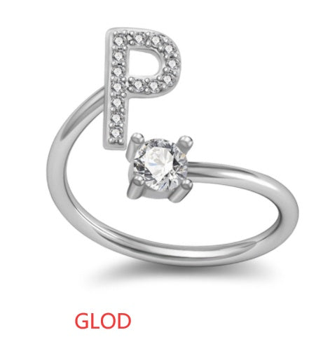 A-Z Initial Letter Ring for Women and Men | Adjustable Alloy