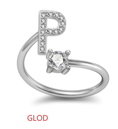 A-Z Initial Letter Ring for Women and Men | Adjustable Alloy