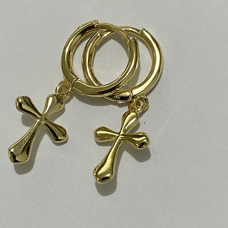 Korean Diamond Embedded Earrings | Copper Gold Silver Versatile