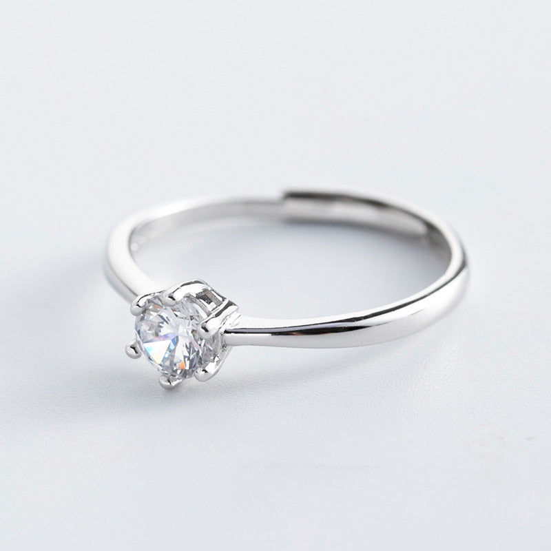 Sterling Silver Moissanite Ring | 925 Silver Zircon Women's Adjustable