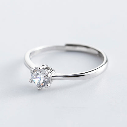 Sterling Silver Moissanite Ring | 925 Silver Zircon Women's Adjustable
