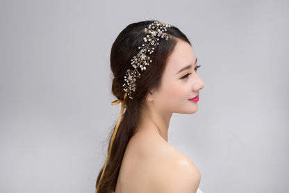 Handmade Crystal Bridal Hair Hoop | Glass Gold Silver 35-40cm