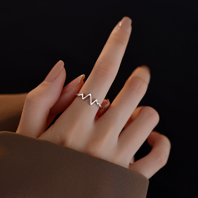 Heartbeat ECG Open Ring | Copper Unisex Statement Ring