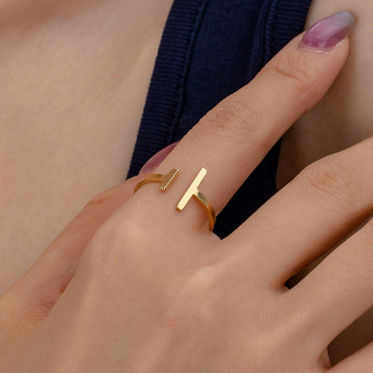 T-Shape Ring | Gold Silver Ferroalloy Elegant Band