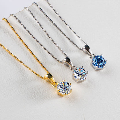 925 Silver Round Moissanite Pendant Necklace