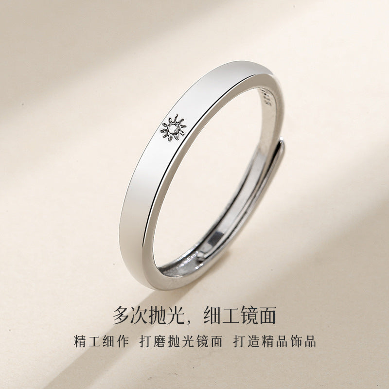 Sun Moon Lovers Ring | Alloy Couple Ring Black White