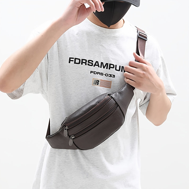 Men's PU Leather Waist & Chest Bag with Phone Pocket
