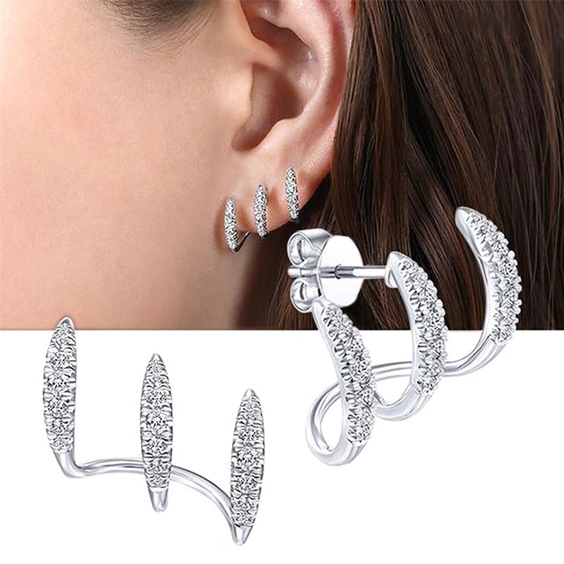 Cold Design Diamond Stud Earrings | Alloy Gold Silver Rose Gold