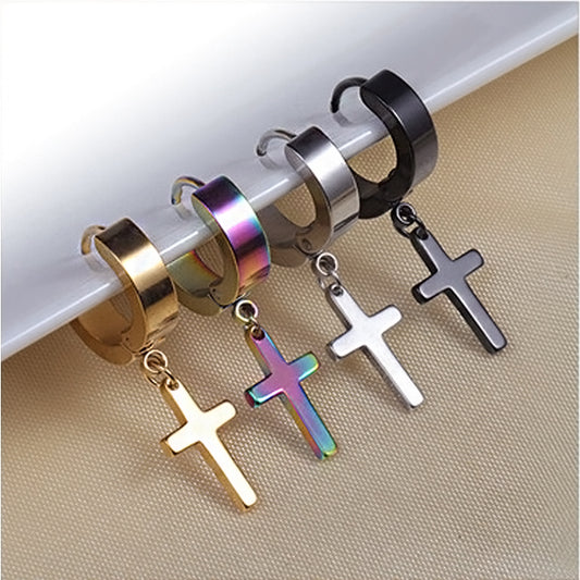 Men's Cross Stainless Steel Earring | 6 Colour Options Single