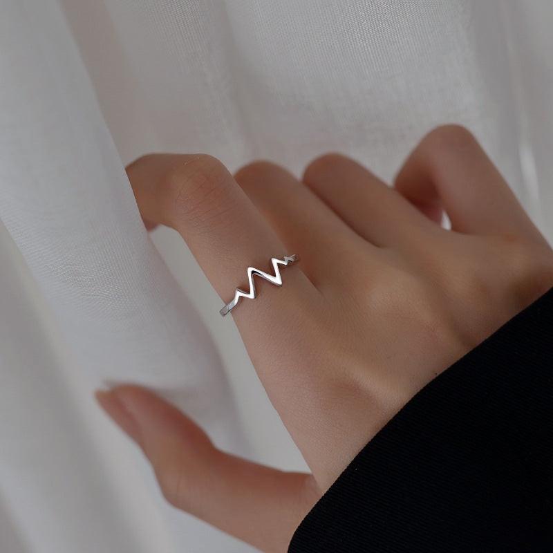 Heartbeat ECG Open Ring | Copper Unisex Statement Ring