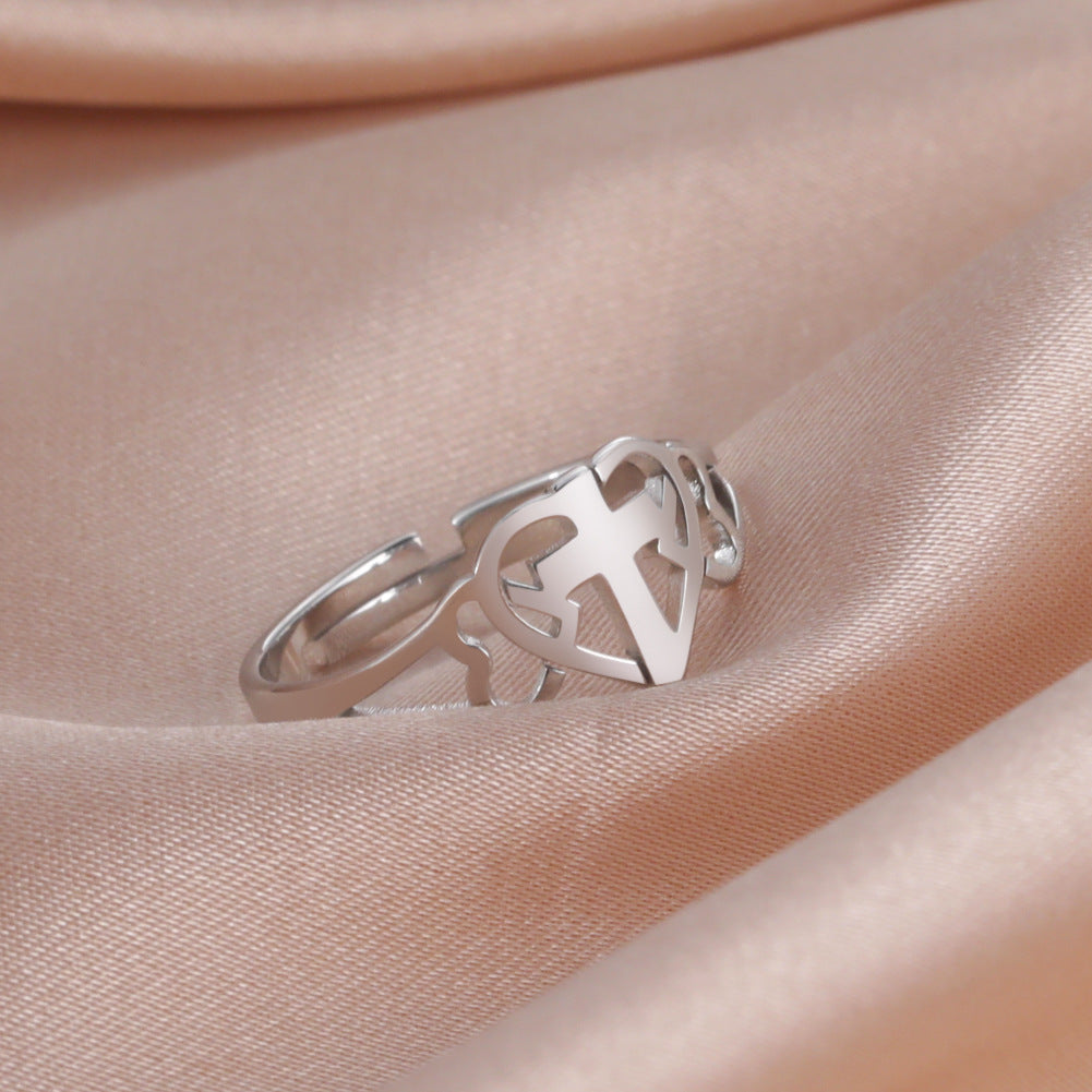 Love Cross Ring | Stainless Steel Small Geometric Women's