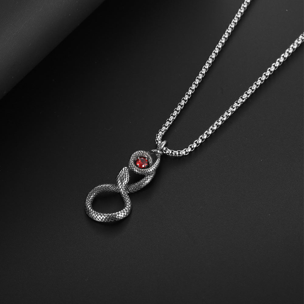 Vintage Eye Pendant Necklace in Titanium Steel