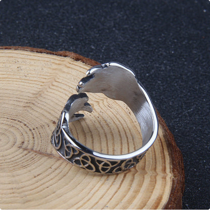 Bear Paw Adjustable Ring | Handcrafted Stainless Steel Unisex