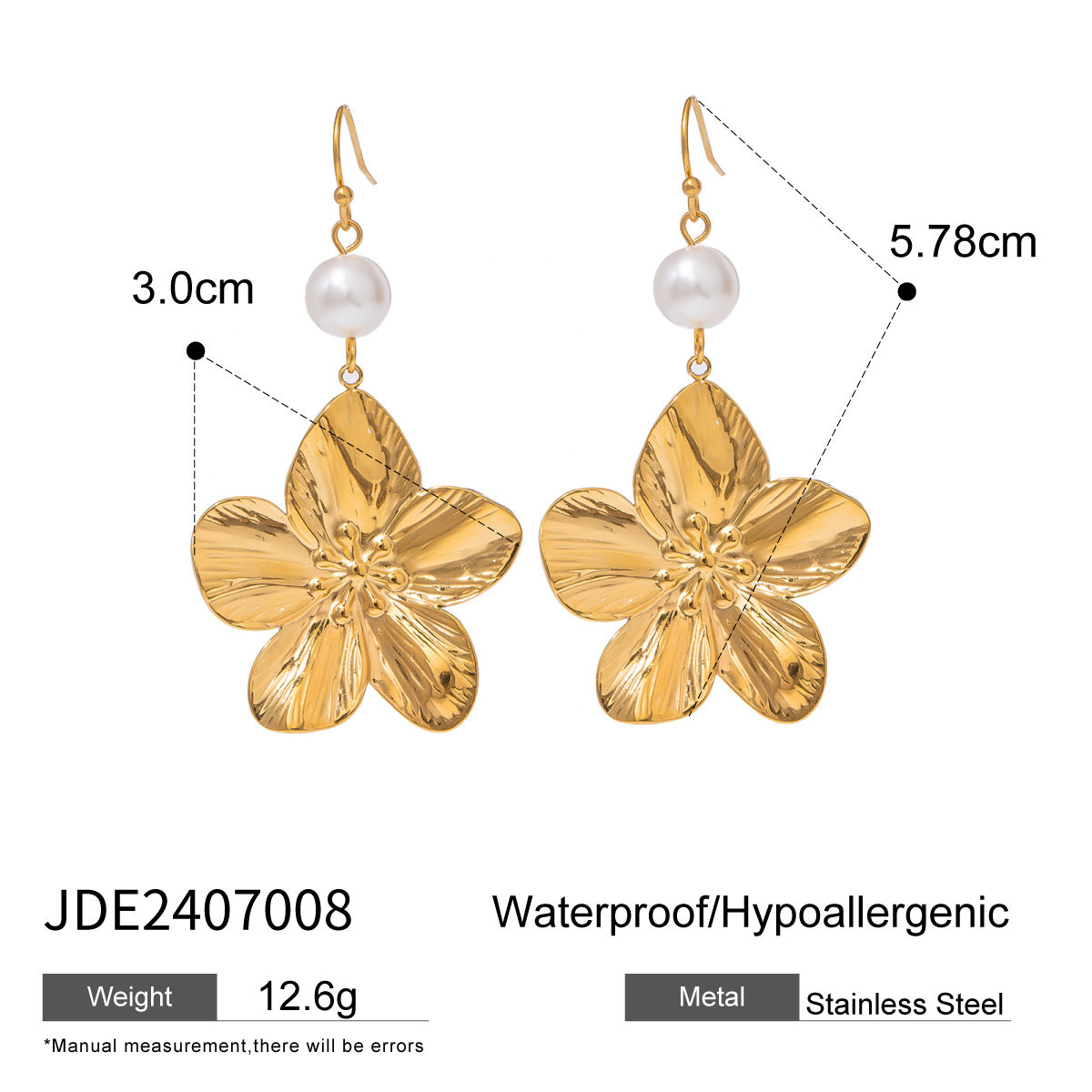 18K Gold Stainless Steel Flower Earrings | INS Style Floral Stud