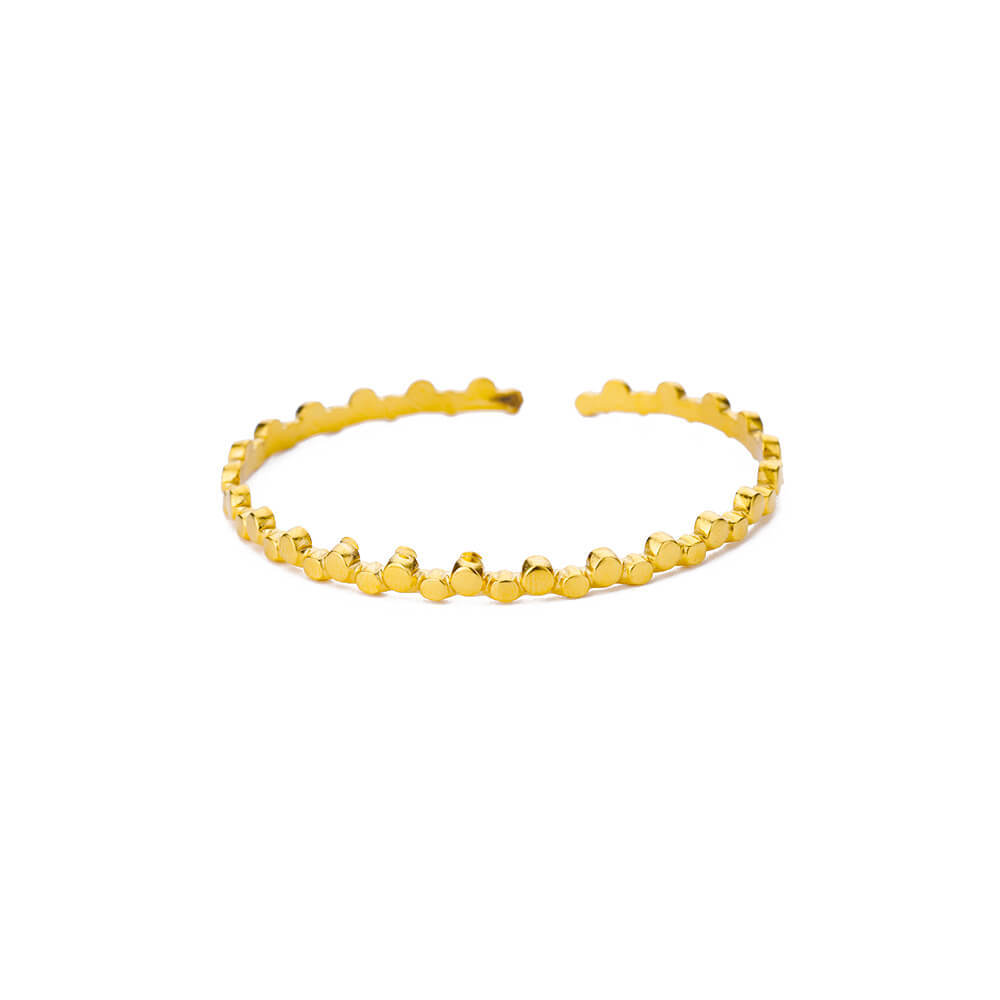 Pleated Pattern Open Bracelet for Women in Stainless Steel