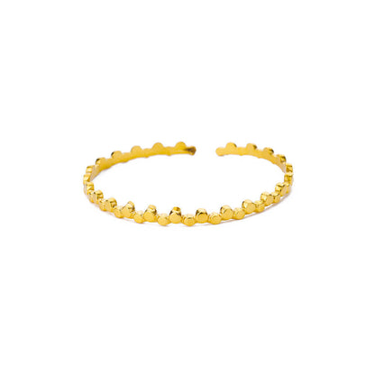 Pleated Pattern Open Bracelet for Women in Stainless Steel