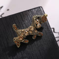 Niche Puppy Brooch | Alloy Diamond Inlay Gold Dark Gray 4.2cm
