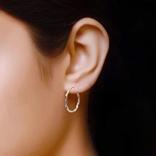 Simple Gold Metal Hoop Earrings | Alloy Personality Unisex