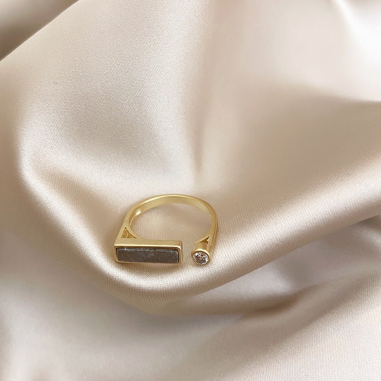 Marble Zircon Geometric Ring