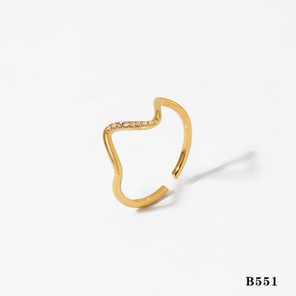 Stainless Steel Wave Ring for Women | Gold and Silver