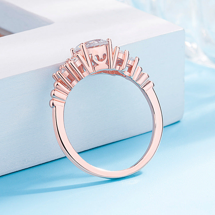 Diamond-Inlaid Ring | Copper White Gold Rose Gold Sizes 6-9